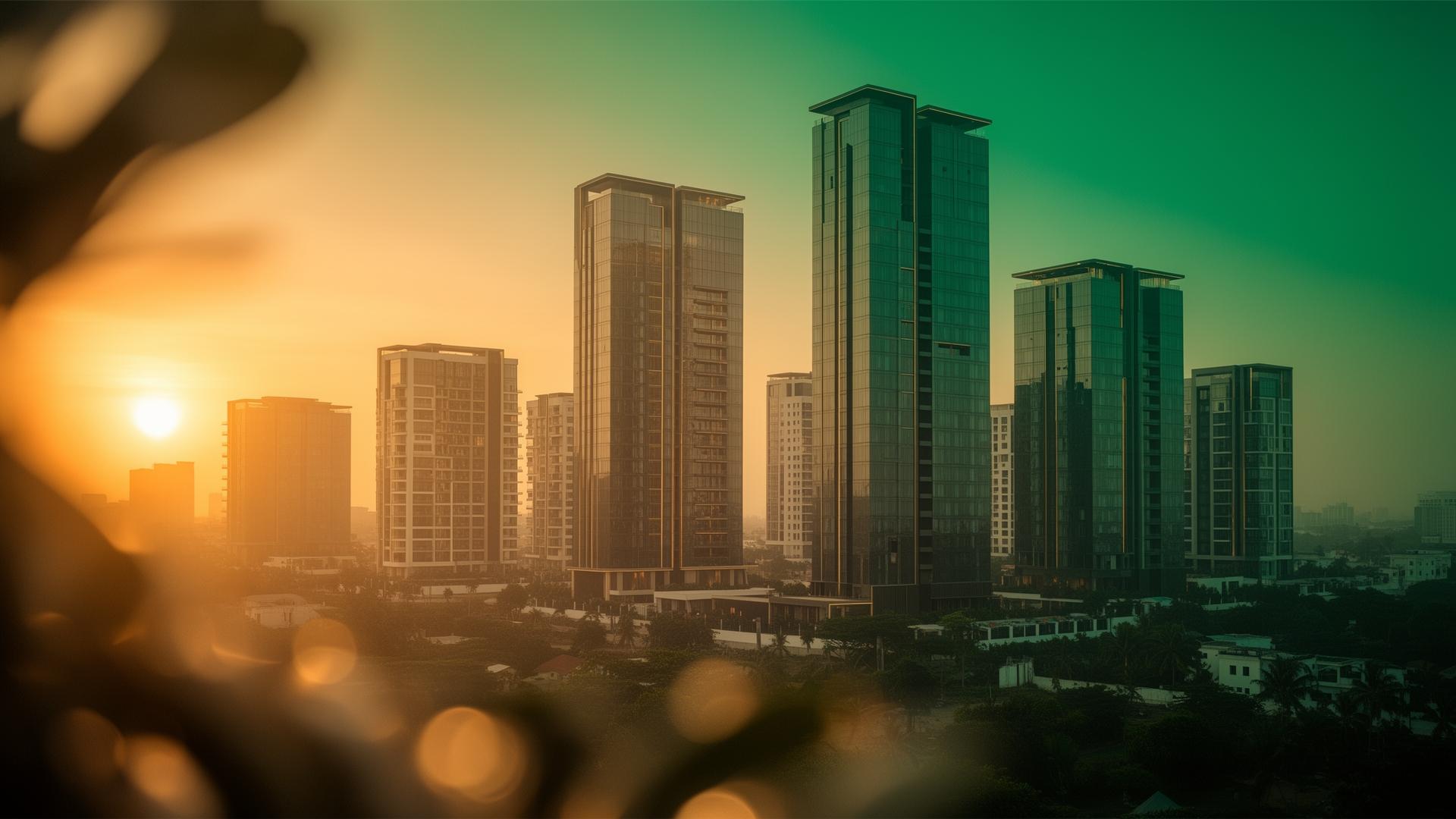 Lagos skyline at golden hour